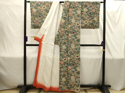 平和屋着物■上質な小紋 花鳥舞蝶文 正絹 逸品 AABI4357sx