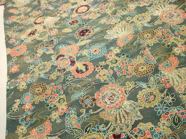 平和屋着物■上質な小紋 花鳥舞蝶文 正絹 逸品 AABI4357sx