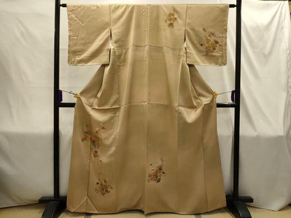 平和屋着物■訪問着 駒刺繍 草花文 暈し染め 金彩 正絹 逸品 AABI4360sx
