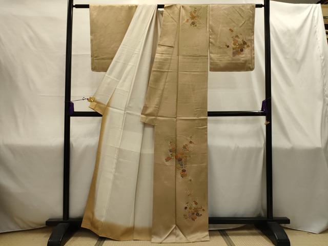 平和屋着物■訪問着 駒刺繍 草花文 暈し染め 金彩 正絹 逸品 AABI4360sx