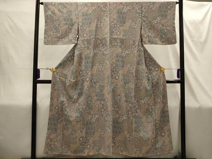 平和屋着物■上質な小紋　更紗花文　正絹　逸品　AABI4363sx
