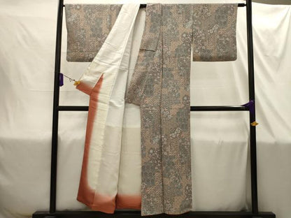 平和屋着物■上質な小紋　更紗花文　正絹　逸品　AABI4363sx