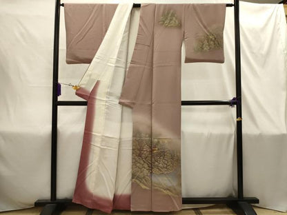 平和屋着物■訪問着　風景文　暈し染め　金銀彩　正絹　逸品　AABI4364sx
