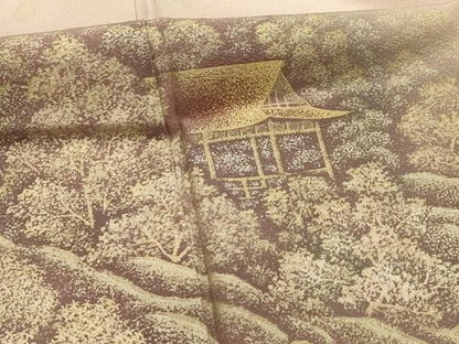平和屋着物■訪問着　風景文　暈し染め　金銀彩　正絹　逸品　AABI4364sx