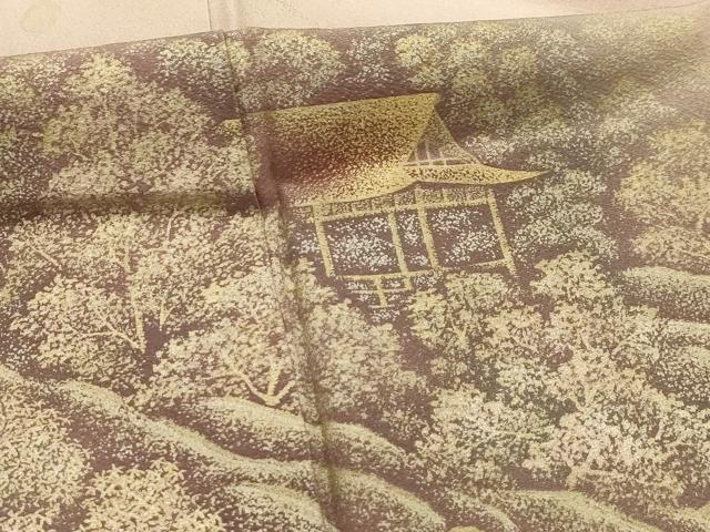 平和屋着物■訪問着　風景文　暈し染め　金銀彩　正絹　逸品　AABI4364sx