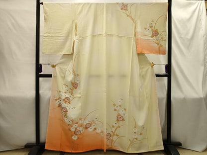 平和屋着物■訪問着　駒刺繍　流水花文　暈し染め　金彩　正絹　逸品　AABI4366sx