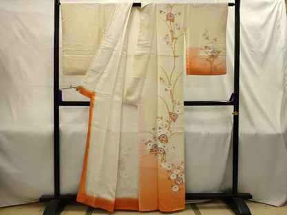 平和屋着物■訪問着　駒刺繍　流水花文　暈し染め　金彩　正絹　逸品　AABI4366sx