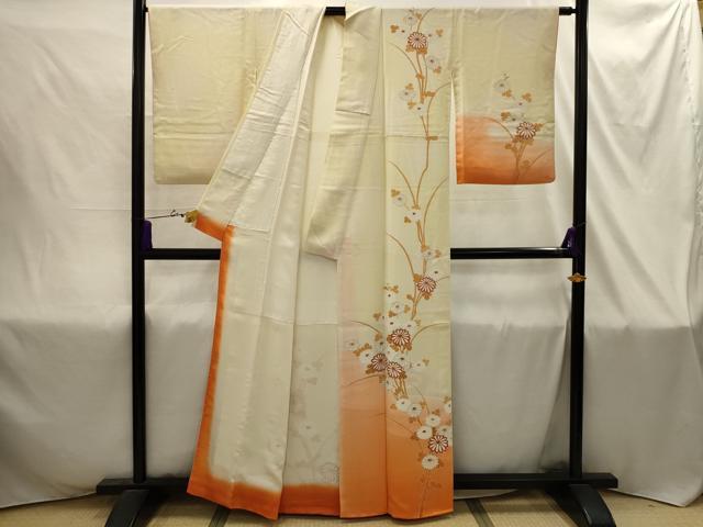 平和屋着物■訪問着　駒刺繍　流水花文　暈し染め　金彩　正絹　逸品　AABI4366sx