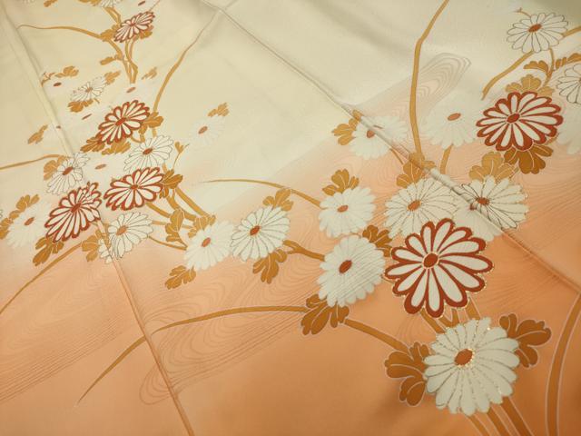 平和屋着物■訪問着　駒刺繍　流水花文　暈し染め　金彩　正絹　逸品　AABI4366sx