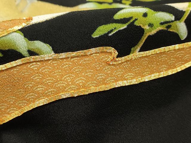 平和屋着物■豪華黒留袖　駒刺繍　鳥　浜松文　金彩　金銀糸　正絹　逸品　AABI4368sx