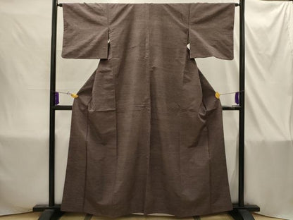 平和屋着物■上質な色無地　霞地紋　煤竹色　正絹　逸品　AABI4369sx