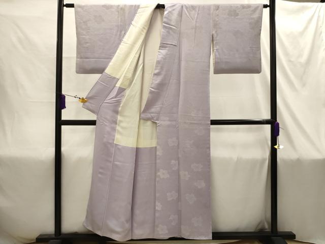平和屋着物■上質な色無地　舞花地紋　藤色　正絹　逸品　AABI4370sx