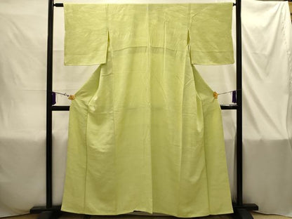 平和屋着物■上質な色無地　紋意匠　枯草色　三越扱い　正絹　逸品　AABI4371sx