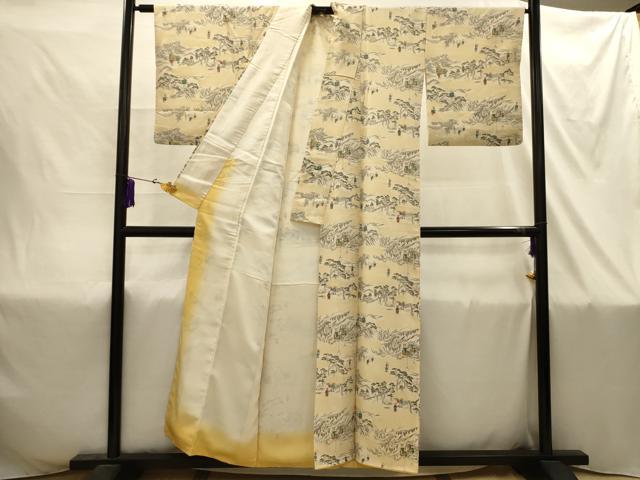平和屋着物■上質な小紋　人物風景文　正絹　逸品　AABI4372sx