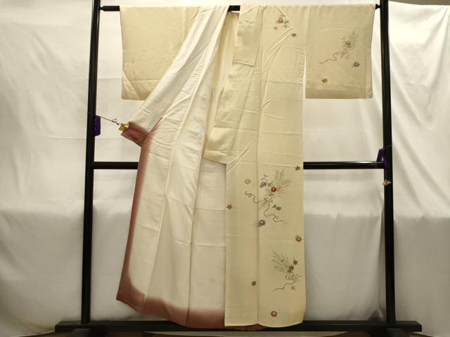 平和屋着物■訪問着　刺繍　花束文　正絹　逸品　AABI4377sx