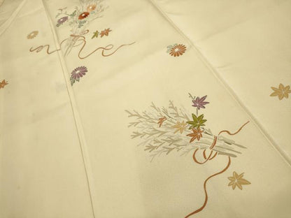 平和屋着物■訪問着　刺繍　花束文　正絹　逸品　AABI4377sx