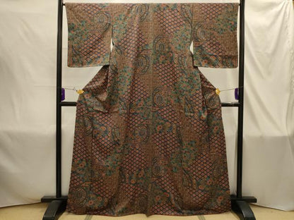 平和屋着物■上質な小紋　七宝更紗花文　正絹　逸品　AABI4378sx