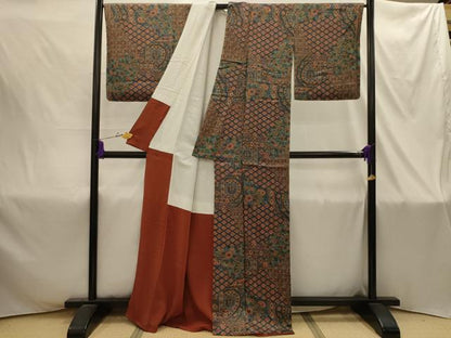 平和屋着物■上質な小紋　七宝更紗花文　正絹　逸品　AABI4378sx