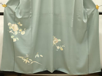 平和屋着物■訪問着　駒刺繍　枝花文　金銀彩　正絹　逸品　AABI4382sx