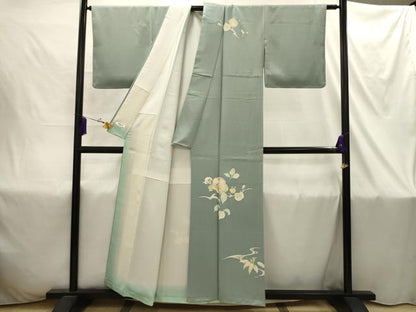 平和屋着物■訪問着　駒刺繍　枝花文　金銀彩　正絹　逸品　AABI4382sx