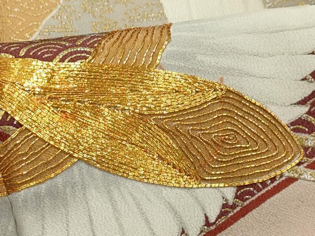 平和屋着物■豪華黒留袖　駒刺繍　扇面飛鶴文　暈し染め　金銀彩　正絹　逸品　AABI4383sx