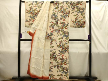 平和屋着物■上質な小紋　吉祥草花文　銀彩　正絹　逸品　AABI4385sx