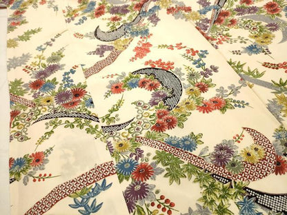 平和屋着物■上質な小紋　吉祥草花文　銀彩　正絹　逸品　AABI4385sx