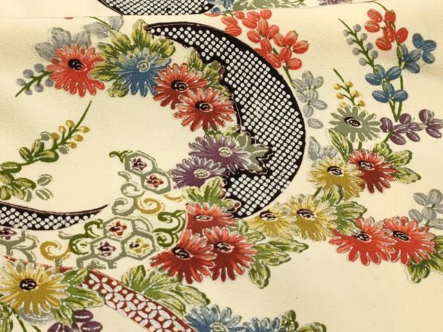 平和屋着物■上質な小紋　吉祥草花文　銀彩　正絹　逸品　AABI4385sx