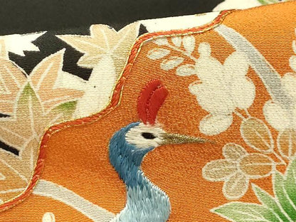 平和屋着物■豪華黒留袖　駒刺繍　松竹梅　扇面孔雀花文　金糸　金彩　正絹　逸品　AABI4390sx