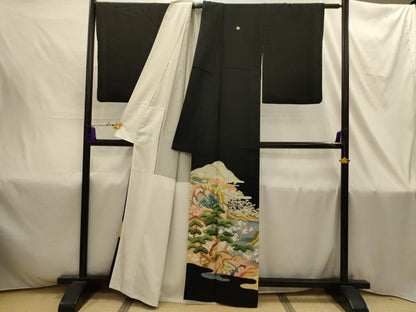 平和屋着物■豪華黒留袖　作家物　松竹梅風景文　暈し染め　正絹　逸品　AABI4391sx