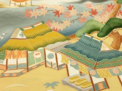 平和屋着物■豪華黒留袖　作家物　松竹梅風景文　暈し染め　正絹　逸品　AABI4391sx