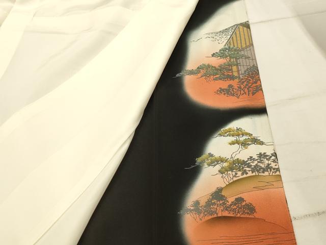 平和屋着物■豪華黒留袖　作家物　手描き　人物風景文　暈し染め　金銀彩　正絹　逸品　AABI4392sx