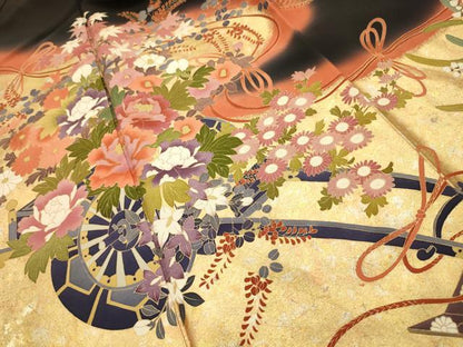 平和屋着物■豪華黒留袖　作家物　花車文　暈し染め　金銀彩　正絹　逸品　AABI4393sx