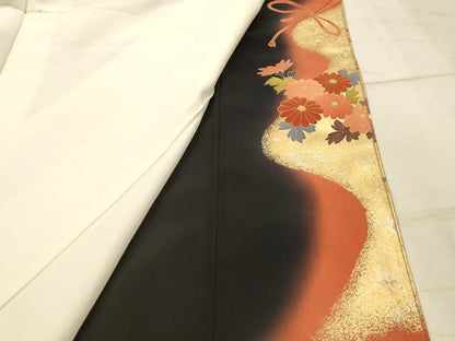 平和屋着物■豪華黒留袖　作家物　花車文　暈し染め　金銀彩　正絹　逸品　AABI4393sx