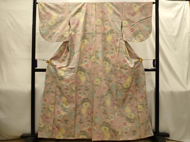 平和屋着物■上質な紬　草花文　正絹　逸品　AABI4394sx