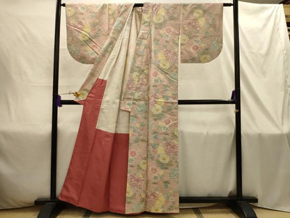 平和屋着物■上質な紬　草花文　正絹　逸品　AABI4394sx