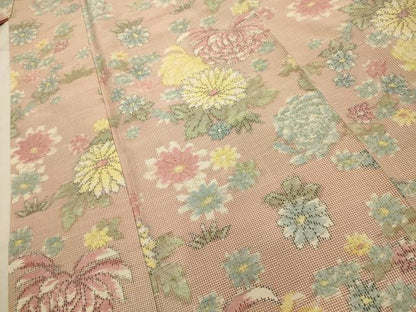平和屋着物■上質な紬　草花文　正絹　逸品　AABI4394sx