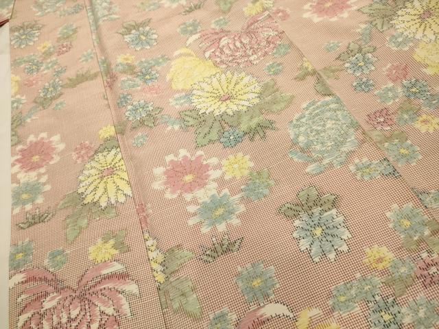 平和屋着物■上質な紬　草花文　正絹　逸品　AABI4394sx