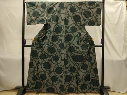 平和屋着物■上質な紬　更紗花文　正絹　逸品　AABI4397sx