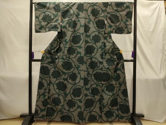 平和屋着物■上質な紬　更紗花文　正絹　逸品　AABI4397sx