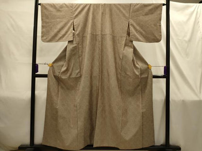 平和屋着物■上質な紬　市松文様　正絹　逸品　AABI4398sx