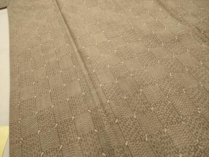 平和屋着物■上質な紬　市松文様　正絹　逸品　AABI4398sx