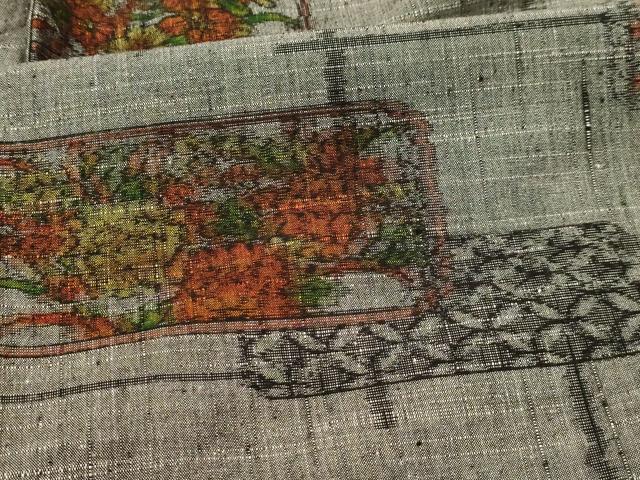 平和屋着物■上質な紬　色紙重ね七宝花文　正絹　逸品　AABI4400sx
