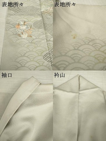 平和屋着物●訪問着　刺繍　花筏文　正絹　逸品　AABI4401ck