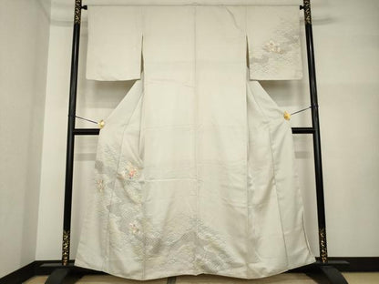 平和屋着物●訪問着　刺繍　花筏文　正絹　逸品　AABI4401ck
