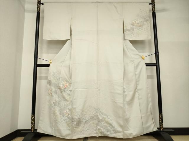 平和屋着物●訪問着　刺繍　花筏文　正絹　逸品　AABI4401ck