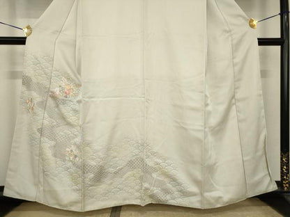 平和屋着物●訪問着　刺繍　花筏文　正絹　逸品　AABI4401ck