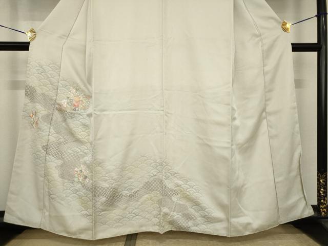 平和屋着物●訪問着　刺繍　花筏文　正絹　逸品　AABI4401ck