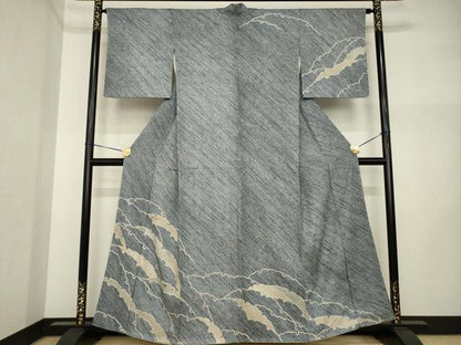 平和屋着物●訪問着　絞り　刺繍　雪輪重ね文　金糸　正絹　逸品　AABI4402ck