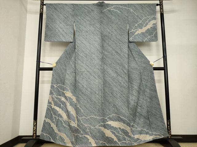 平和屋着物●訪問着　絞り　刺繍　雪輪重ね文　金糸　正絹　逸品　AABI4402ck